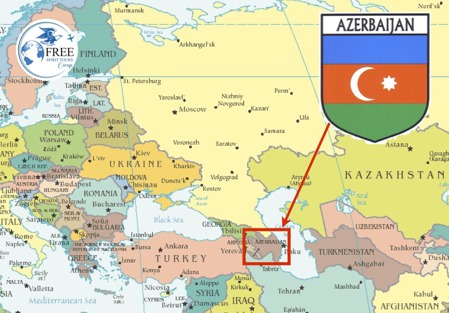 اذربيجان خريطة العالم واوروبا
